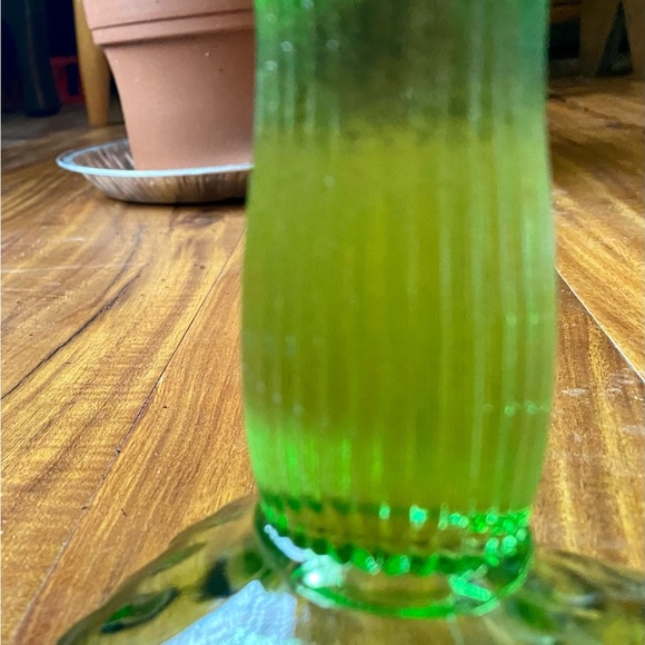 Green Vintage L E Smith square trellis design Vaseline Fenton NO chips or cracks - Picture 8 of 11